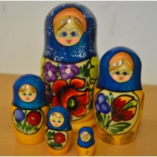 5 Piece Polkhov Blue Russian Doll