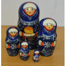 5 piece WInter Bread Russian Doll