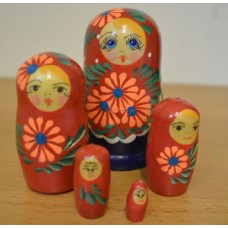 5 piece white flower russian doll